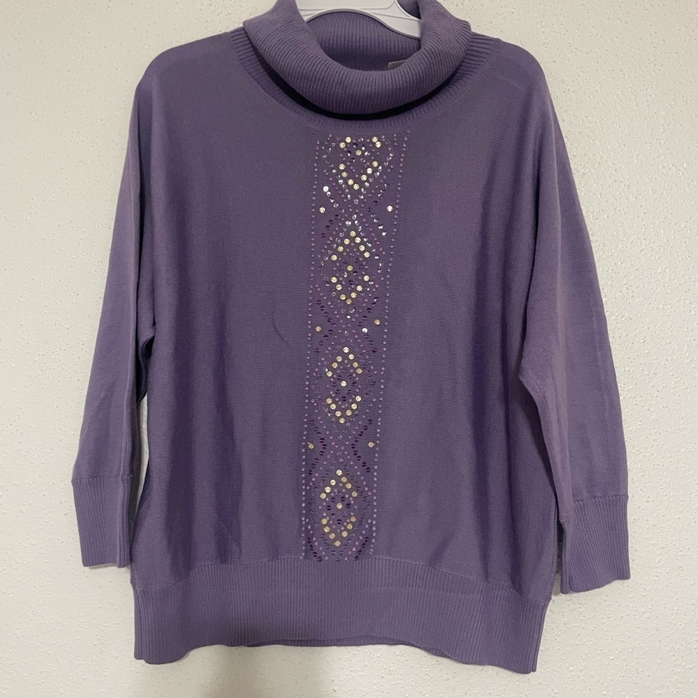 EUC Alfred Dunner purple beaded sweater large